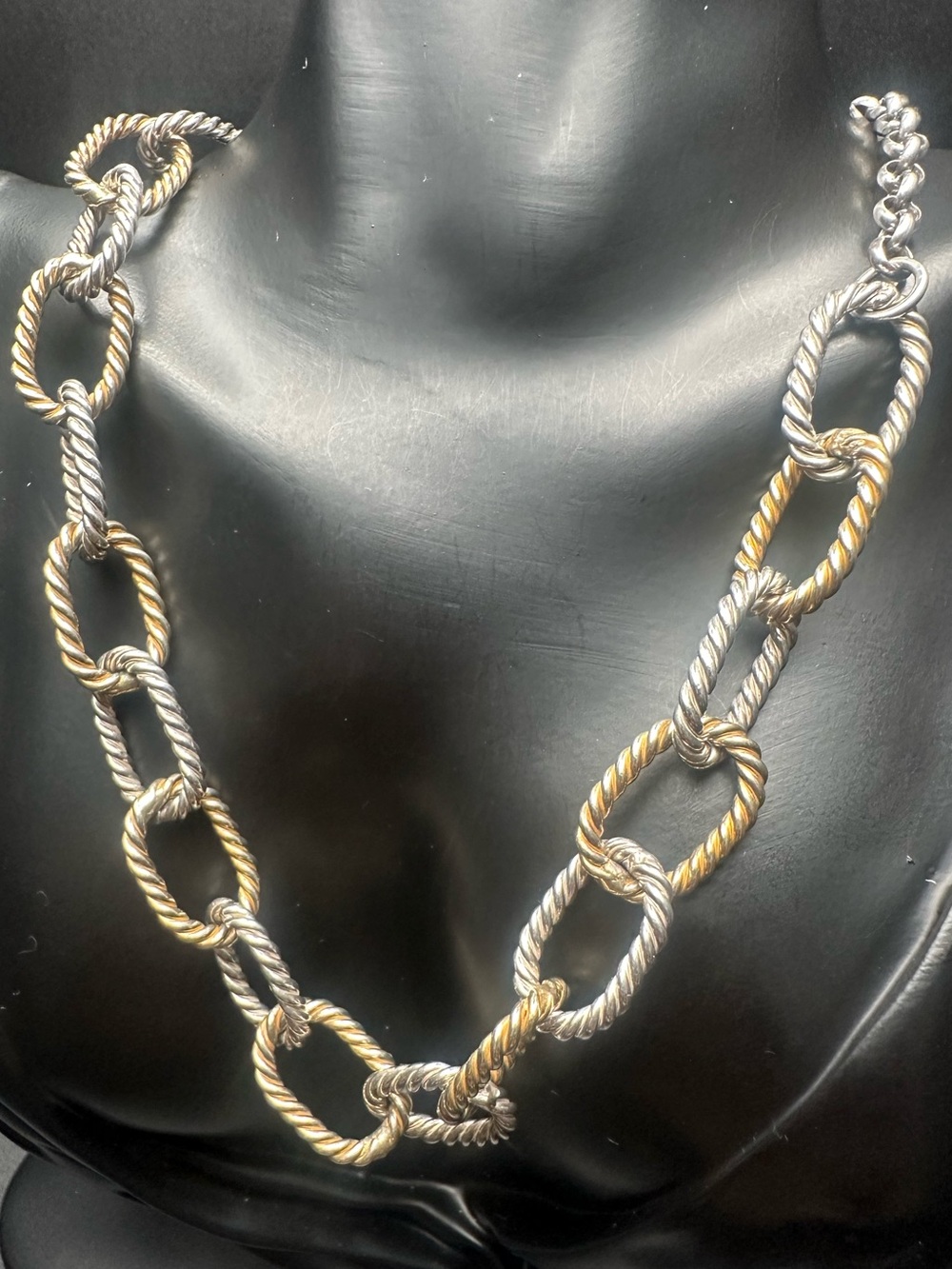 Vintage Talbots Sterling Silver Two-Tone Rope Chain Necklace, 21.5